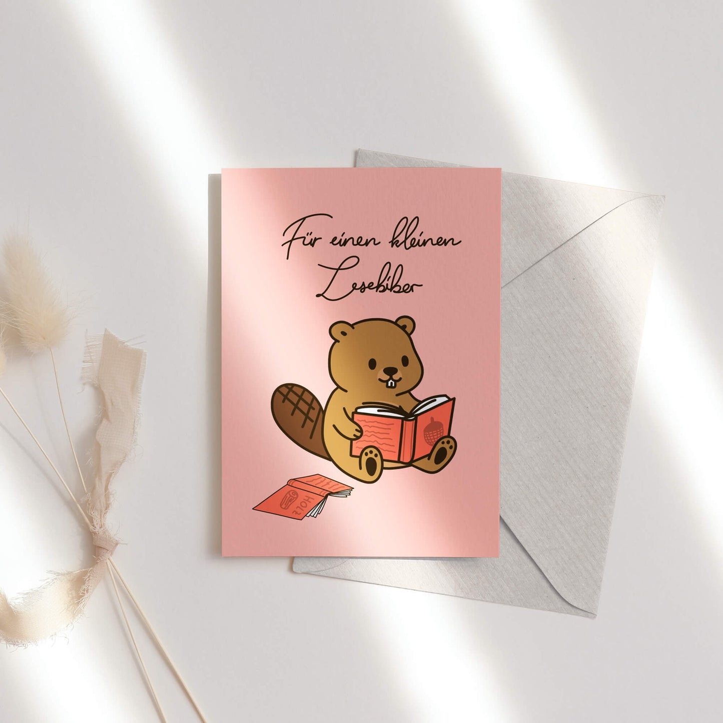 Lesebiber - Grußkarte