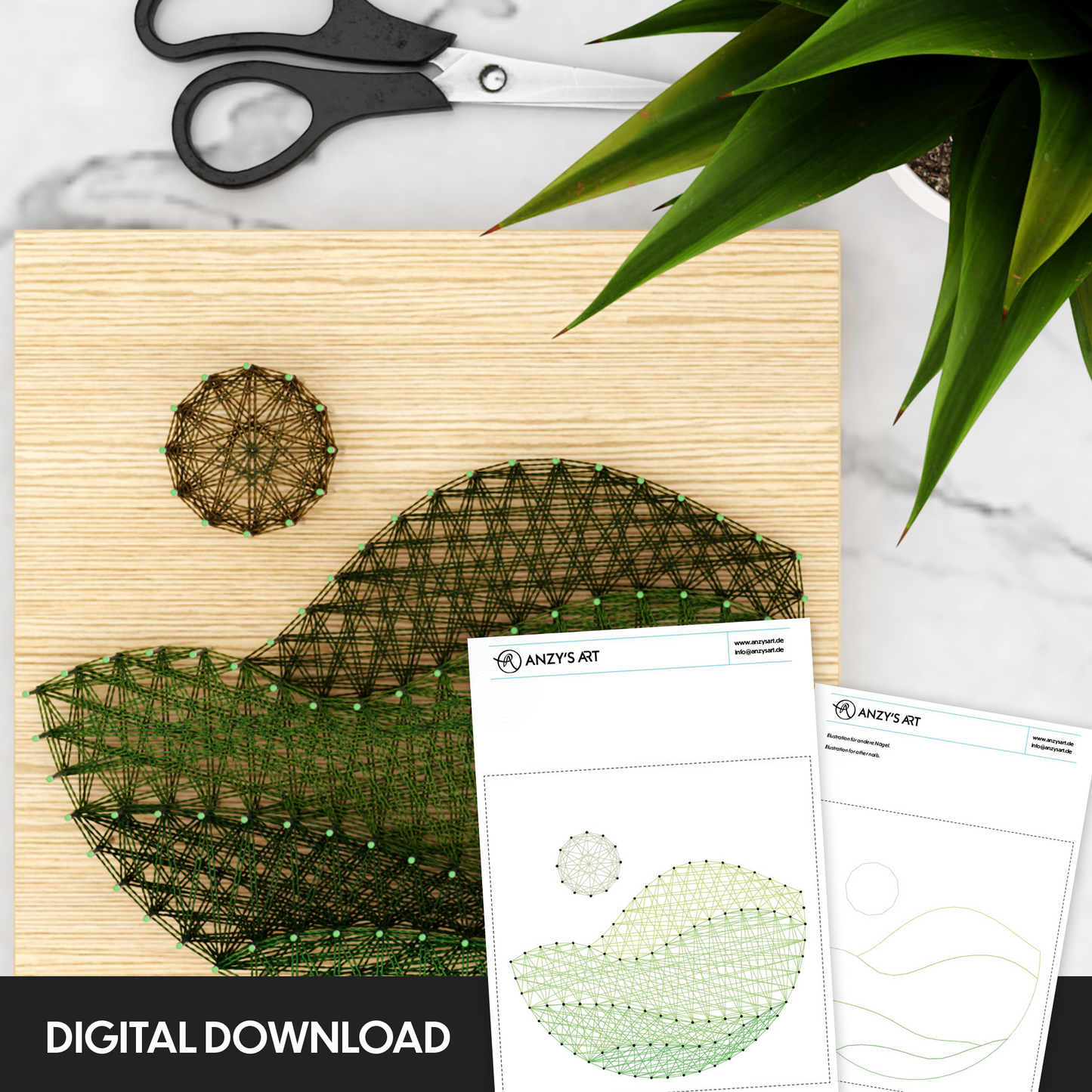 Runde Landschaft - Fadenbild Vorlage