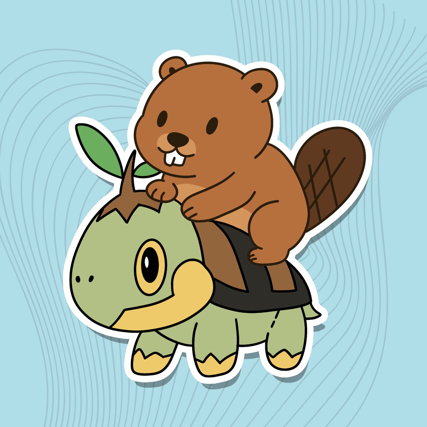 Bubbles mit Pflanzen-Schildkröte – Die-Cut-Sticker