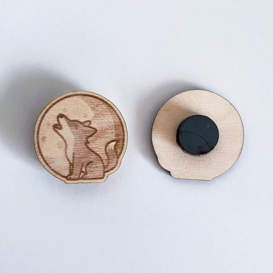 Wolf mit Mond - Magnet