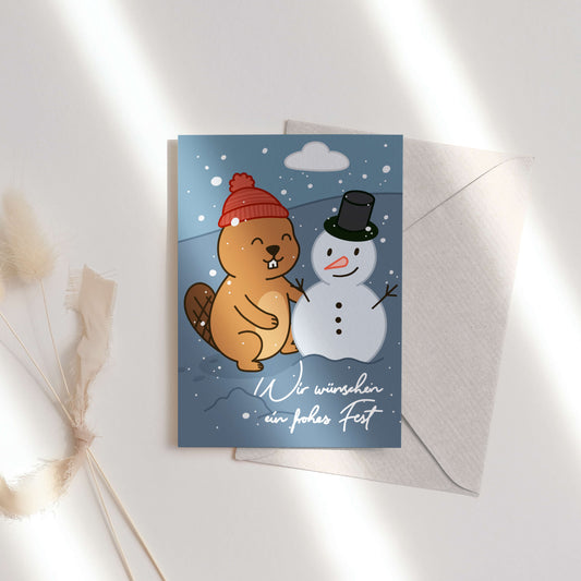 Schneemann bauen - Grußkarte