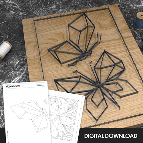 Geometrische Schmetterlinge - Fadenbild Vorlage