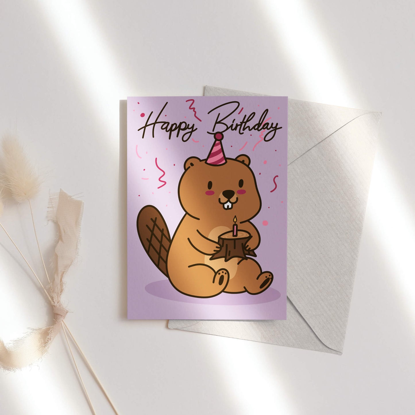 Happy Birthday mit Baumkuchen - Grußkarte