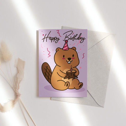 Happy Birthday mit Baumkuchen - Grußkarte