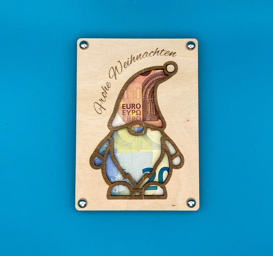Frohe Weihnachten Gnom - Holzkarte