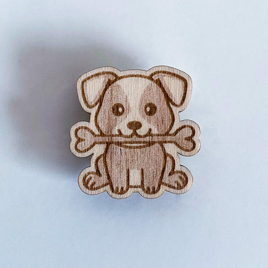 Hund mit Knochen - Magnet