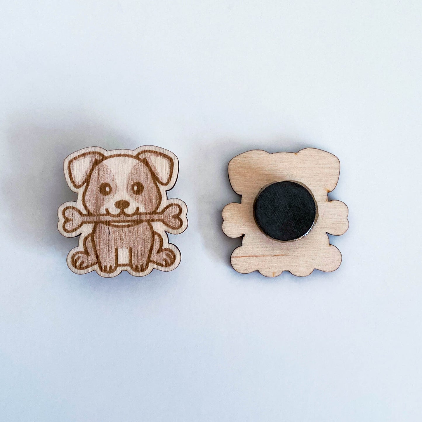 Hund mit Knochen - Magnet
