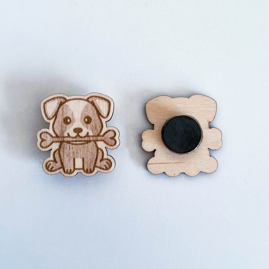 Hund mit Knochen - Magnet