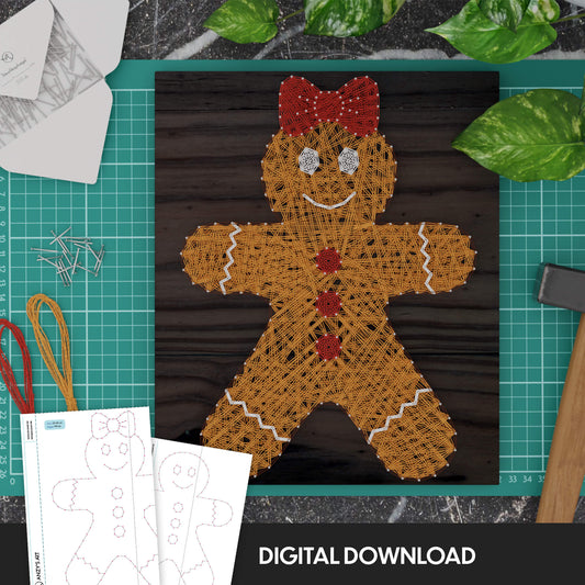 Lebkuchenmann / Frau - Fadenbild Vorlage