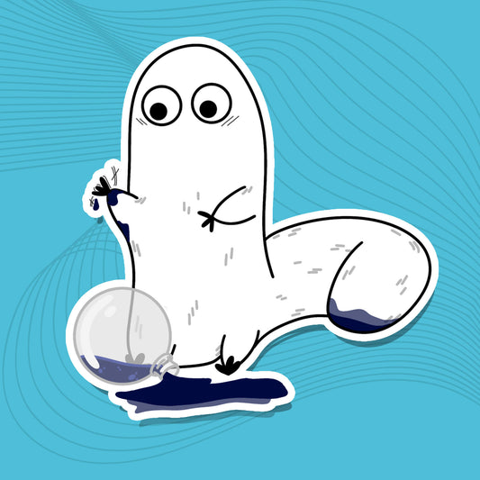 Pinselwurm Tinte –  Die-Cut-Sticker