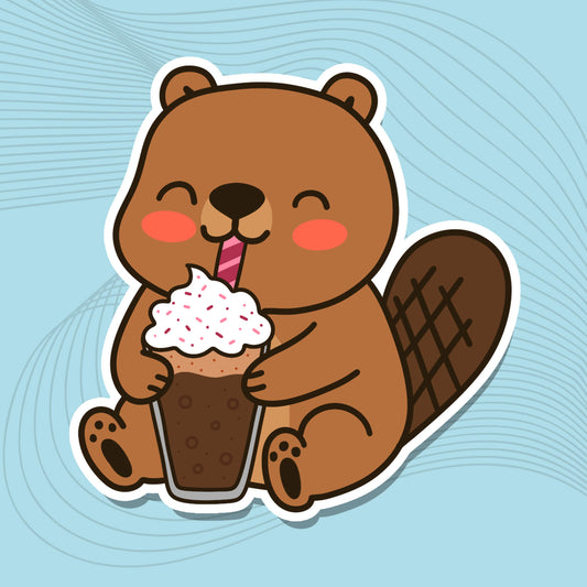 Schlürfe Biber Schokoladen Milchshake –  Die-Cut-Sticker