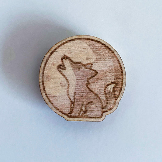 Wolf mit Mond - Magnet